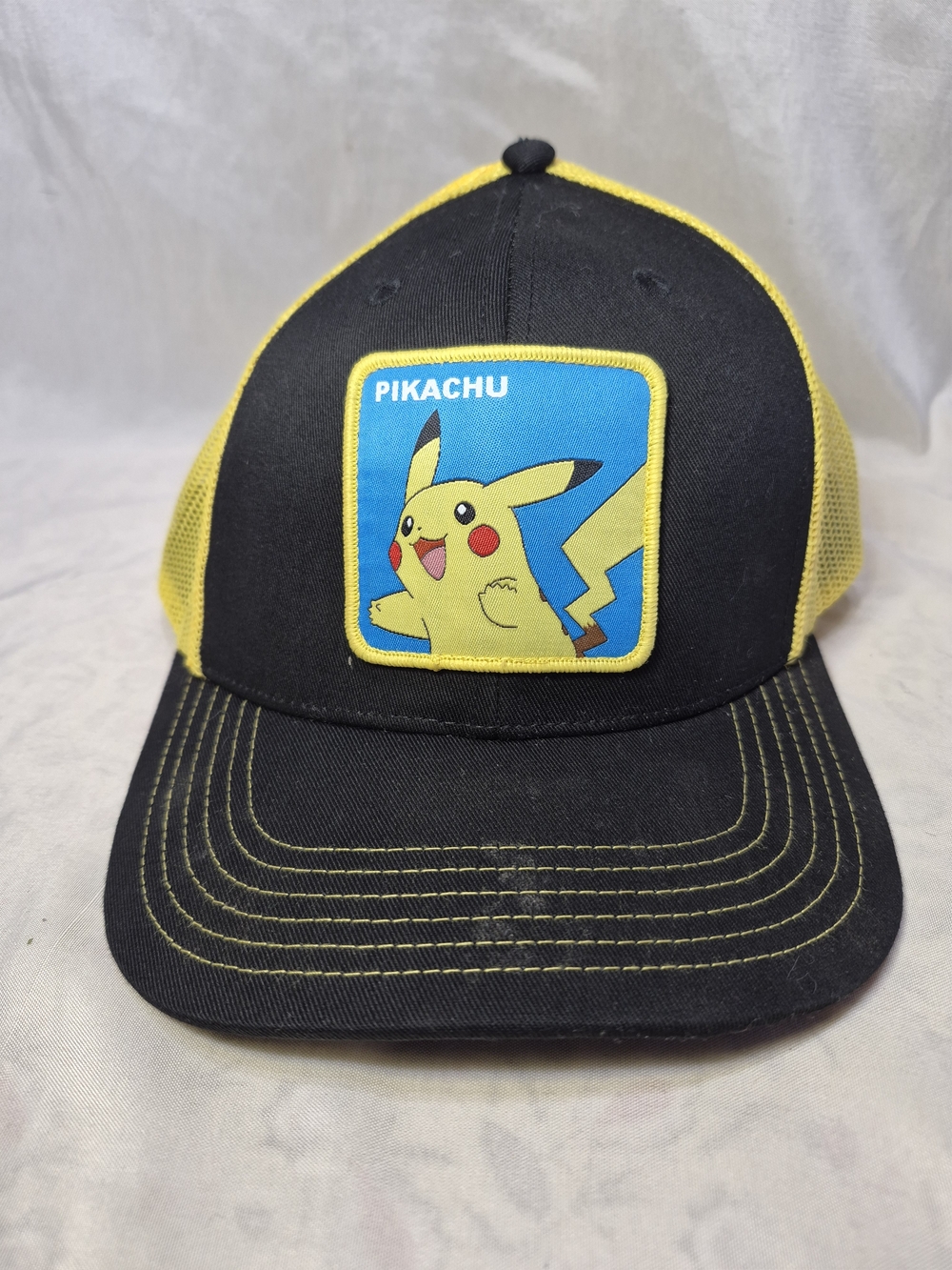 Kids Pokemon Snapback Trucker Hat - Black & Yellow Pikachu